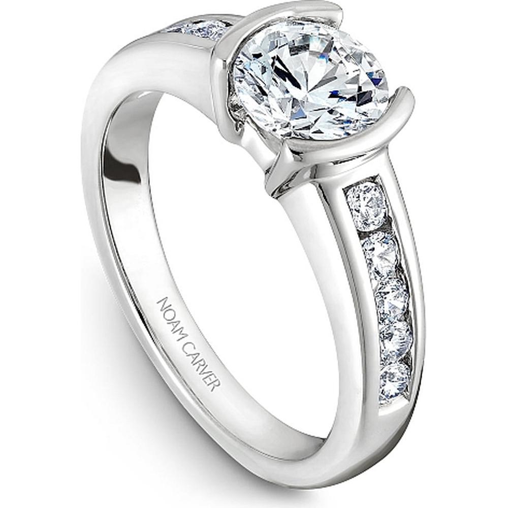 Round Cut Diamond Engagement Ring with Split Bezel and Channel-Set Diamonds in White Gold by Noam Carver<em> - Choose Your Center Diamond: 1 to 5 Carats, Sustainable Lab-Grown or Natural Earth-Mined</em>