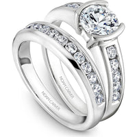 Round Cut Diamond Engagement Ring with Split Bezel and Channel-Set Diamonds in White Gold by Noam Carver<em> - Choose Your Center Diamond: 1 to 5 Carats, Sustainable Lab-Grown or Natural Earth-Mined</em>
