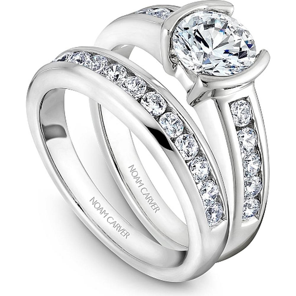 Round Cut Diamond Engagement Ring with Split Bezel and Channel-Set Diamonds in White Gold by Noam Carver<em> - Choose Your Center Diamond: 1 to 5 Carats, Sustainable Lab-Grown or Natural Earth-Mined</em>