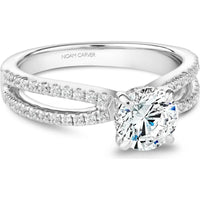 Round Cut Diamond Engagement Ring with Split Shank and Hidden Halo in White Gold by Noam Carver<em> - Choose Your Center Diamond: 1 to 5 Carats, Sustainable Lab-Grown or Natural Earth-Mined</em>