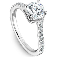 Round Cut Diamond Engagement Ring with Split Twist Band in White Gold by Noam Carver<em> - Choose Your Center Diamond: 1 to 5 Carats, Sustainable Lab-Grown or Natural Earth-Mined</em>