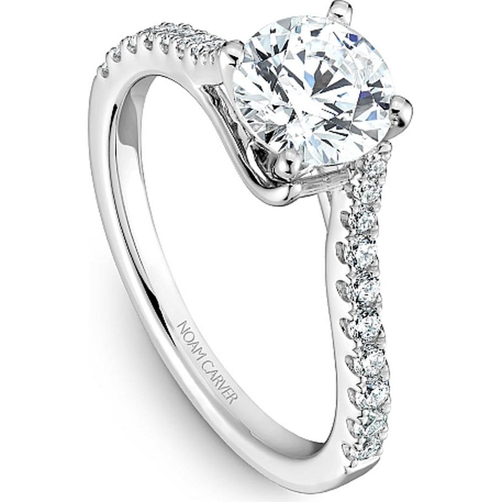 Round Cut Diamond Engagement Ring with Split Twist Band in White Gold by Noam Carver<em> - Choose Your Center Diamond: 1 to 5 Carats, Sustainable Lab-Grown or Natural Earth-Mined</em>