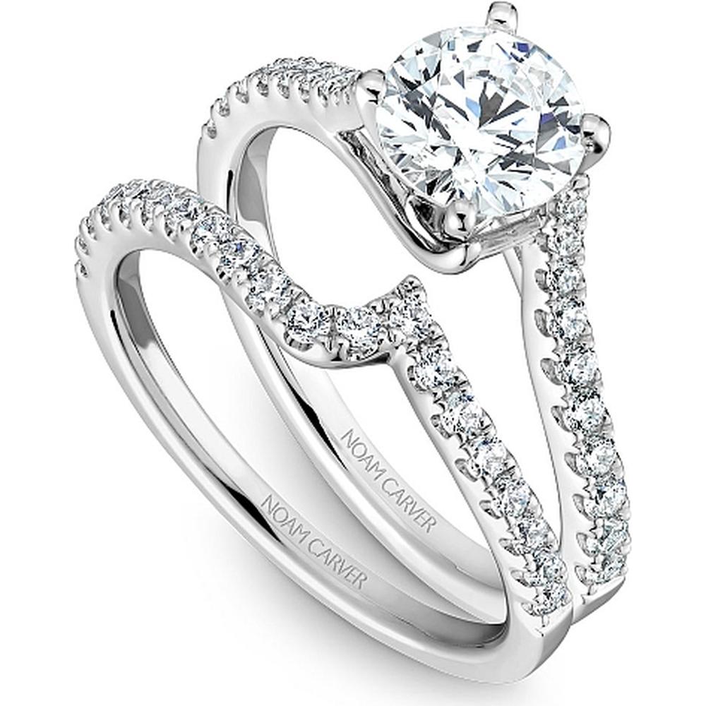 Round Cut Diamond Engagement Ring with Split Twist Band in White Gold by Noam Carver<em> - Choose Your Center Diamond: 1 to 5 Carats, Sustainable Lab-Grown or Natural Earth-Mined</em>