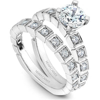 Round Cut Diamond Engagement Ring with Square Settings and Prong Set Diamonds in White Gold by Noam Carver<em> - Choose Your Center Diamond: 1 to 5 Carats, Sustainable Lab-Grown or Natural Earth-Mined</em>