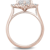 Round Cut Diamond Engagement Ring with Starburst Halo and Milgrain Detailing in Rose Gold by Noam Carver<em> - Choose Your Center Diamond: 1 to 5 Carats, Sustainable Lab-Grown or Natural Earth-Mined</em>
