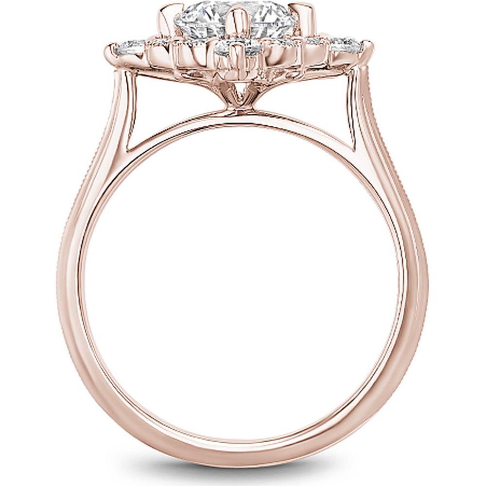 Round Cut Diamond Engagement Ring with Starburst Halo and Milgrain Detailing in Rose Gold by Noam Carver<em> - Choose Your Center Diamond: 1 to 5 Carats, Sustainable Lab-Grown or Natural Earth-Mined</em>