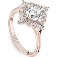 Round Cut Diamond Engagement Ring with Starburst Halo and Milgrain Detailing in Rose Gold by Noam Carver<em> - Choose Your Center Diamond: 1 to 5 Carats, Sustainable Lab-Grown or Natural Earth-Mined</em>