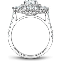 Round Cut Diamond Engagement Ring with Sunburst Halo, Baguette and Round Diamonds, and Pavé Band in White Gold by Noam Carver<em> - Choose Your Center Diamond: 1 to 5 Carats, Sustainable Lab-Grown or Natural Earth-Mined</em>