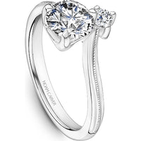 Round Cut Diamond Engagement Ring with Sweeping Design and Accent Diamond in White Gold by Noam Carver<em> - Choose Your Center Diamond: 1 to 5 Carats, Sustainable Lab-Grown or Natural Earth-Mined</em>