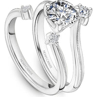 Round Cut Diamond Engagement Ring with Sweeping Design and Accent Diamond in White Gold by Noam Carver<em> - Choose Your Center Diamond: 1 to 5 Carats, Sustainable Lab-Grown or Natural Earth-Mined</em>