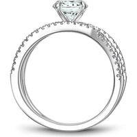 Round Cut Diamond Engagement Ring with Three Intertwined Bands and Pavé Setting in White Gold by Noam Carver<em> - Choose Your Center Diamond: 1 to 5 Carats, Sustainable Lab-Grown or Natural Earth-Mined</em>