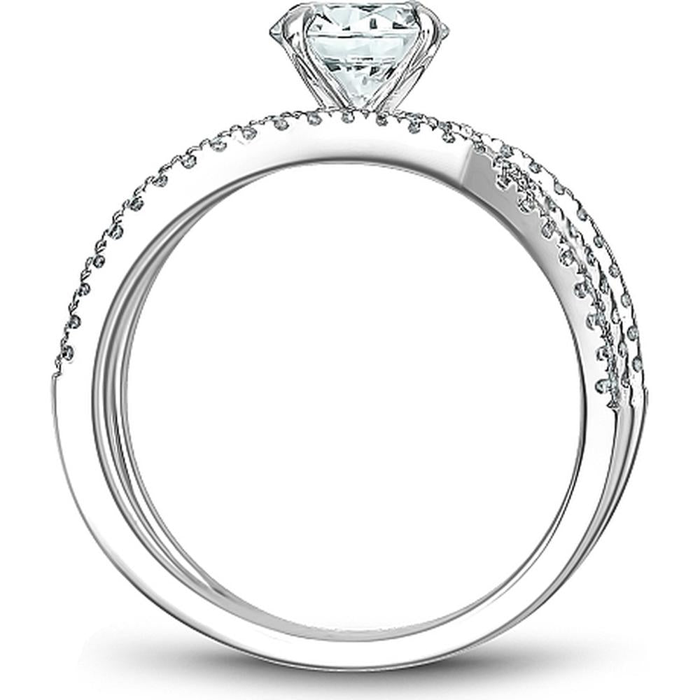 Round Cut Diamond Engagement Ring with Three Intertwined Bands and Pavé Setting in White Gold by Noam Carver<em> - Choose Your Center Diamond: 1 to 5 Carats, Sustainable Lab-Grown or Natural Earth-Mined</em>
