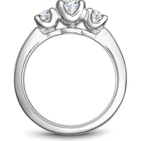 Round Cut Diamond Engagement Ring with Three-Stone Setting and Polished Band in White Gold by Noam Carver<em> - Choose Your Center Diamond: 1 to 5 Carats, Sustainable Lab-Grown or Natural Earth-Mined</em>