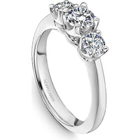 Round Cut Diamond Engagement Ring with Three-Stone Setting and Polished Band in White Gold by Noam Carver<em> - Choose Your Center Diamond: 1 to 5 Carats, Sustainable Lab-Grown or Natural Earth-Mined</em>
