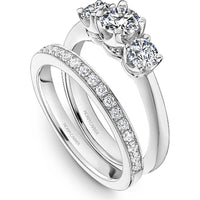 Round Cut Diamond Engagement Ring with Three-Stone Setting and Polished Band in White Gold by Noam Carver<em> - Choose Your Center Diamond: 1 to 5 Carats, Sustainable Lab-Grown or Natural Earth-Mined</em>