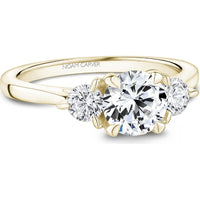 Round Cut Diamond Engagement Ring with Three-Stone Setting in Yellow Gold by Noam Carver<em> - Choose Your Center Diamond: 1 to 5 Carats, Sustainable Lab-Grown or Natural Earth-Mined</em>