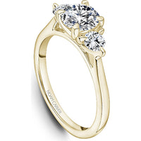 Round Cut Diamond Engagement Ring with Three-Stone Setting in Yellow Gold by Noam Carver<em> - Choose Your Center Diamond: 1 to 5 Carats, Sustainable Lab-Grown or Natural Earth-Mined</em>