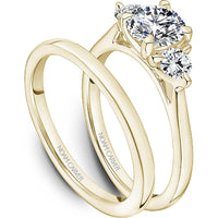 Round Cut Diamond Engagement Ring with Three-Stone Setting in Yellow Gold by Noam Carver<em> - Choose Your Center Diamond: 1 to 5 Carats, Sustainable Lab-Grown or Natural Earth-Mined</em>