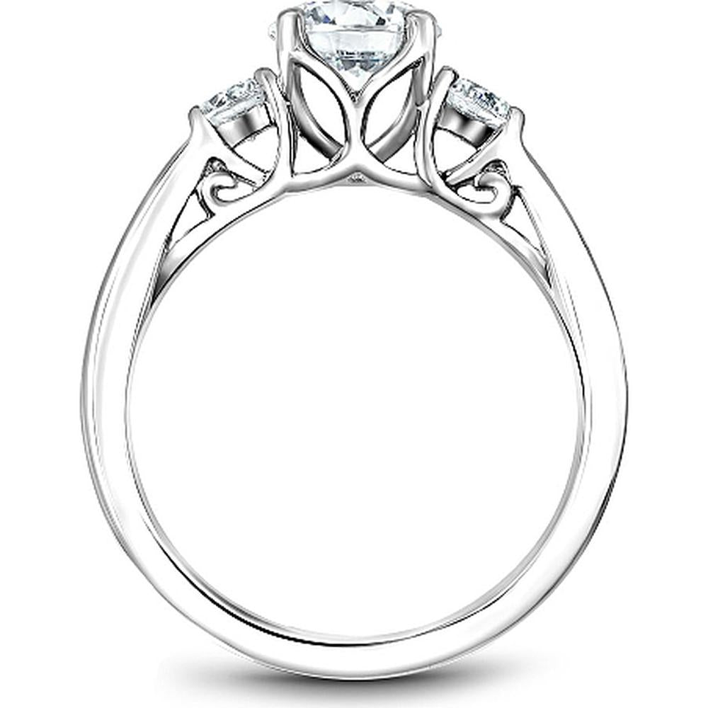 Round Cut Diamond Engagement Ring with Trilogy Setting and Channel-Set Princess-Cut Diamonds in White Gold by Noam Carver<em> - Choose Your Center Diamond: 1 to 5 Carats, Sustainable Lab-Grown or Natural Earth-Mined</em>