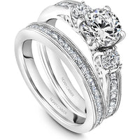 Round Cut Diamond Engagement Ring with Trilogy Setting and Channel-Set Princess-Cut Diamonds in White Gold by Noam Carver<em> - Choose Your Center Diamond: 1 to 5 Carats, Sustainable Lab-Grown or Natural Earth-Mined</em>