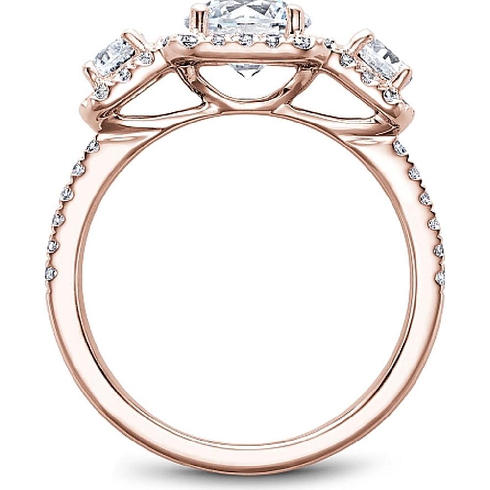 Round Cut Diamond Engagement Ring with Trio Halo and Split Shank in Rose Gold by Noam Carver<em> - Choose Your Center Diamond: 1 to 5 Carats, Sustainable Lab-Grown or Natural Earth-Mined</em>
