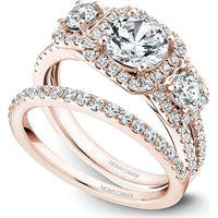 Round Cut Diamond Engagement Ring with Trio Halo and Split Shank in Rose Gold by Noam Carver<em> - Choose Your Center Diamond: 1 to 5 Carats, Sustainable Lab-Grown or Natural Earth-Mined</em>