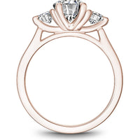 Round Cut Diamond Engagement Ring with Trio of Diamonds in Rose Gold by Noam Carver<em> - Choose Your Center Diamond: 1 to 5 Carats, Sustainable Lab-Grown or Natural Earth-Mined</em>