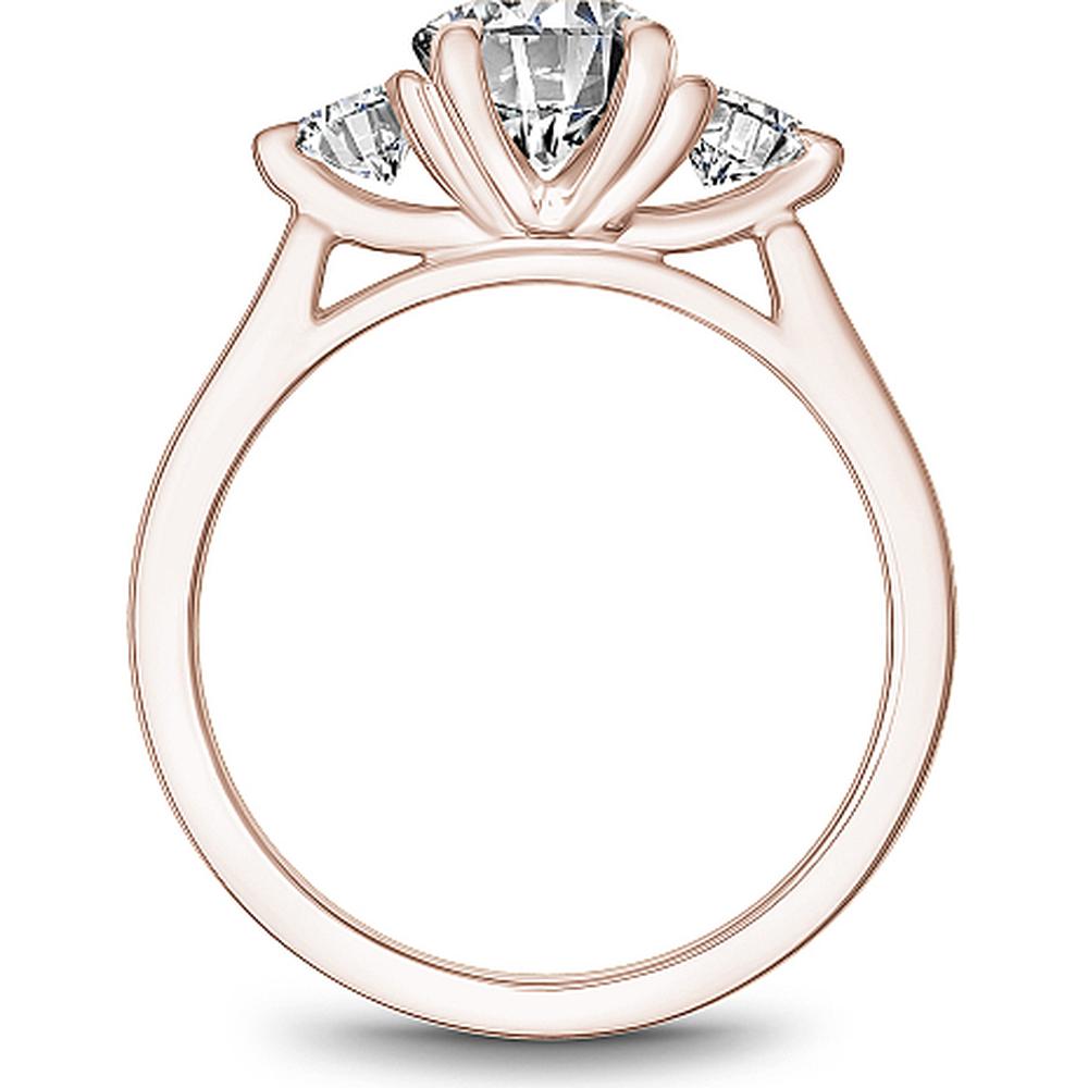 Round Cut Diamond Engagement Ring with Trio of Diamonds in Rose Gold by Noam Carver<em> - Choose Your Center Diamond: 1 to 5 Carats, Sustainable Lab-Grown or Natural Earth-Mined</em>