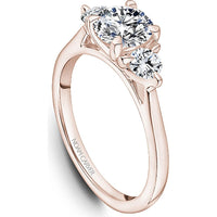 Round Cut Diamond Engagement Ring with Trio of Diamonds in Rose Gold by Noam Carver<em> - Choose Your Center Diamond: 1 to 5 Carats, Sustainable Lab-Grown or Natural Earth-Mined</em>