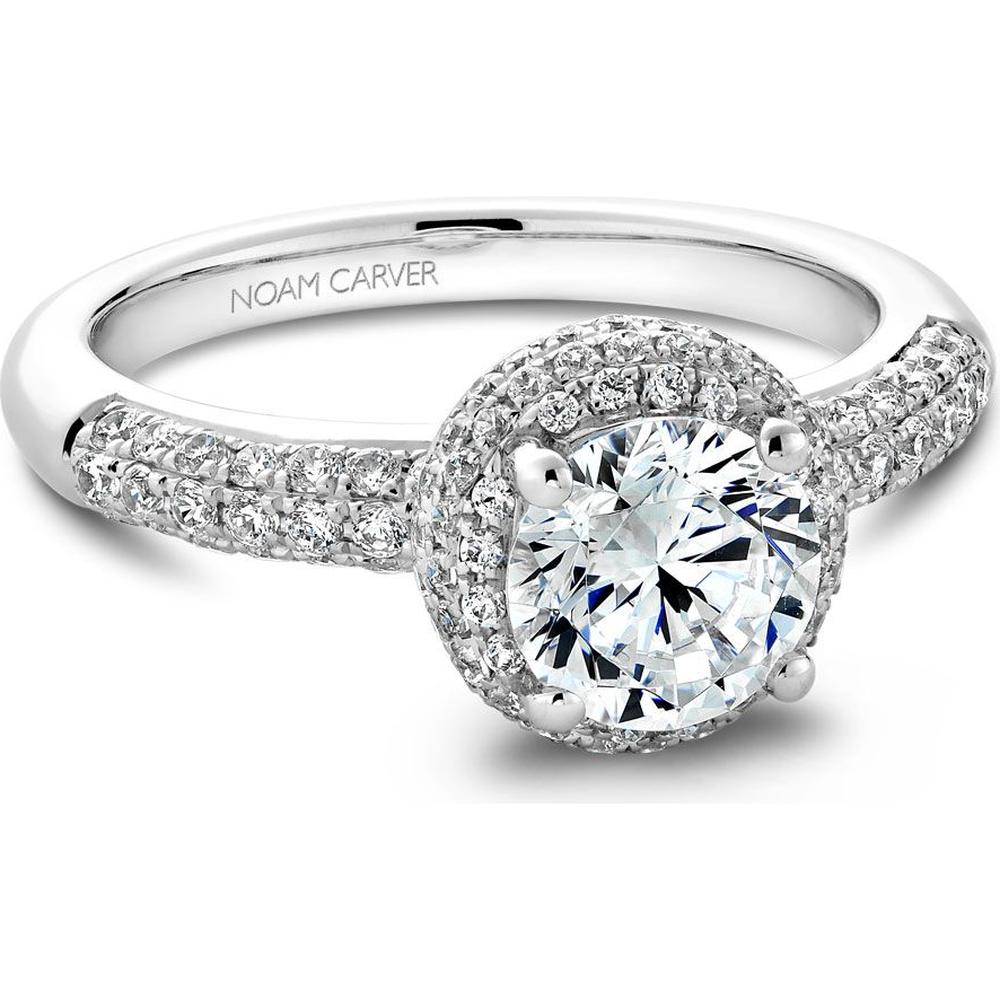 Round Cut Diamond Engagement Ring with Triple Halo and Split Shank in White Gold by Noam Carver<em> - Choose Your Center Diamond: 1 to 5 Carats, Sustainable Lab-Grown or Natural Earth-Mined</em>