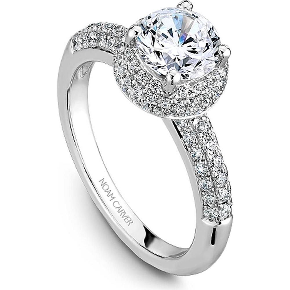 Round Cut Diamond Engagement Ring with Triple Halo and Split Shank in White Gold by Noam Carver<em> - Choose Your Center Diamond: 1 to 5 Carats, Sustainable Lab-Grown or Natural Earth-Mined</em>