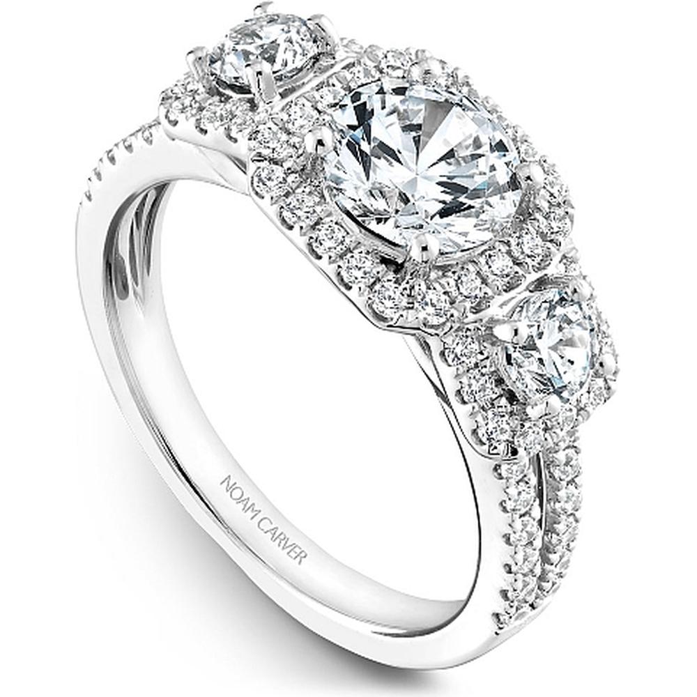 Round Cut Diamond Engagement Ring with Triple Halo and Split Shank in White Gold by Noam Carver<em> - Choose Your Center Diamond: 1 to 5 Carats, Sustainable Lab-Grown or Natural Earth-Mined</em>