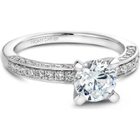 Round Cut Diamond Engagement Ring with Triple Pav&eacute; Band in White Gold by Noam Carver<em> - Choose Your Center Diamond: 1 to 5 Carats, Sustainable Lab-Grown or Natural Earth-Mined</em>
