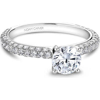 Round Cut Diamond Engagement Ring with Triple Pavé Band in White Gold by Noam Carver<em> - Choose Your Center Diamond: 1 to 5 Carats, Sustainable Lab-Grown or Natural Earth-Mined</em>