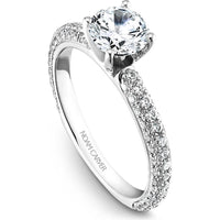 Round Cut Diamond Engagement Ring with Triple Pavé Band in White Gold by Noam Carver<em> - Choose Your Center Diamond: 1 to 5 Carats, Sustainable Lab-Grown or Natural Earth-Mined</em>