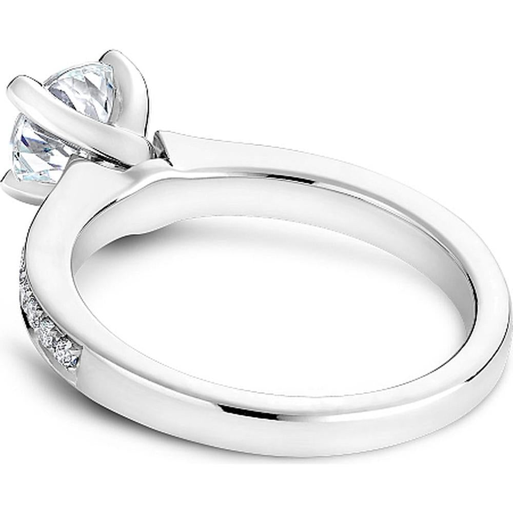 Round Cut Diamond Engagement Ring with Twist Prongs and Pav&eacute; Band in White Gold by Noam Carver<em> - Choose Your Center Diamond: 1 to 5 Carats, Sustainable Lab-Grown or Natural Earth-Mined</em>