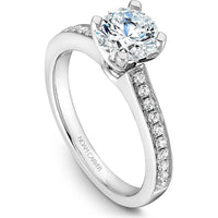Round Cut Diamond Engagement Ring with Twist Prongs and Pav&eacute; Band in White Gold by Noam Carver<em> - Choose Your Center Diamond: 1 to 5 Carats, Sustainable Lab-Grown or Natural Earth-Mined</em>