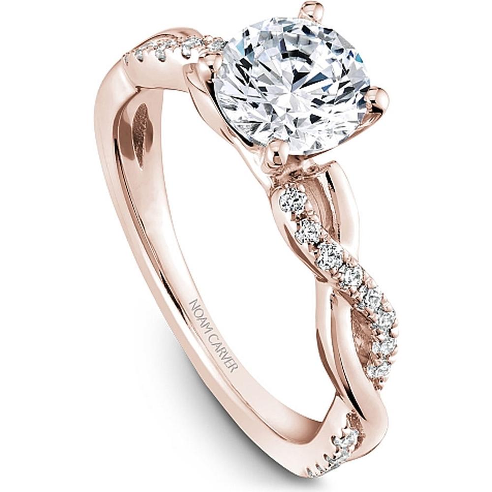 Round Cut Diamond Engagement Ring with Twisted Band Design in Rose Gold by Noam Carver<em> - Choose Your Center Diamond: 1 to 5 Carats, Sustainable Lab-Grown or Natural Earth-Mined</em>