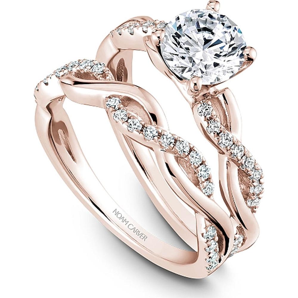 Round Cut Diamond Engagement Ring with Twisted Band Design in Rose Gold by Noam Carver<em> - Choose Your Center Diamond: 1 to 5 Carats, Sustainable Lab-Grown or Natural Earth-Mined</em>