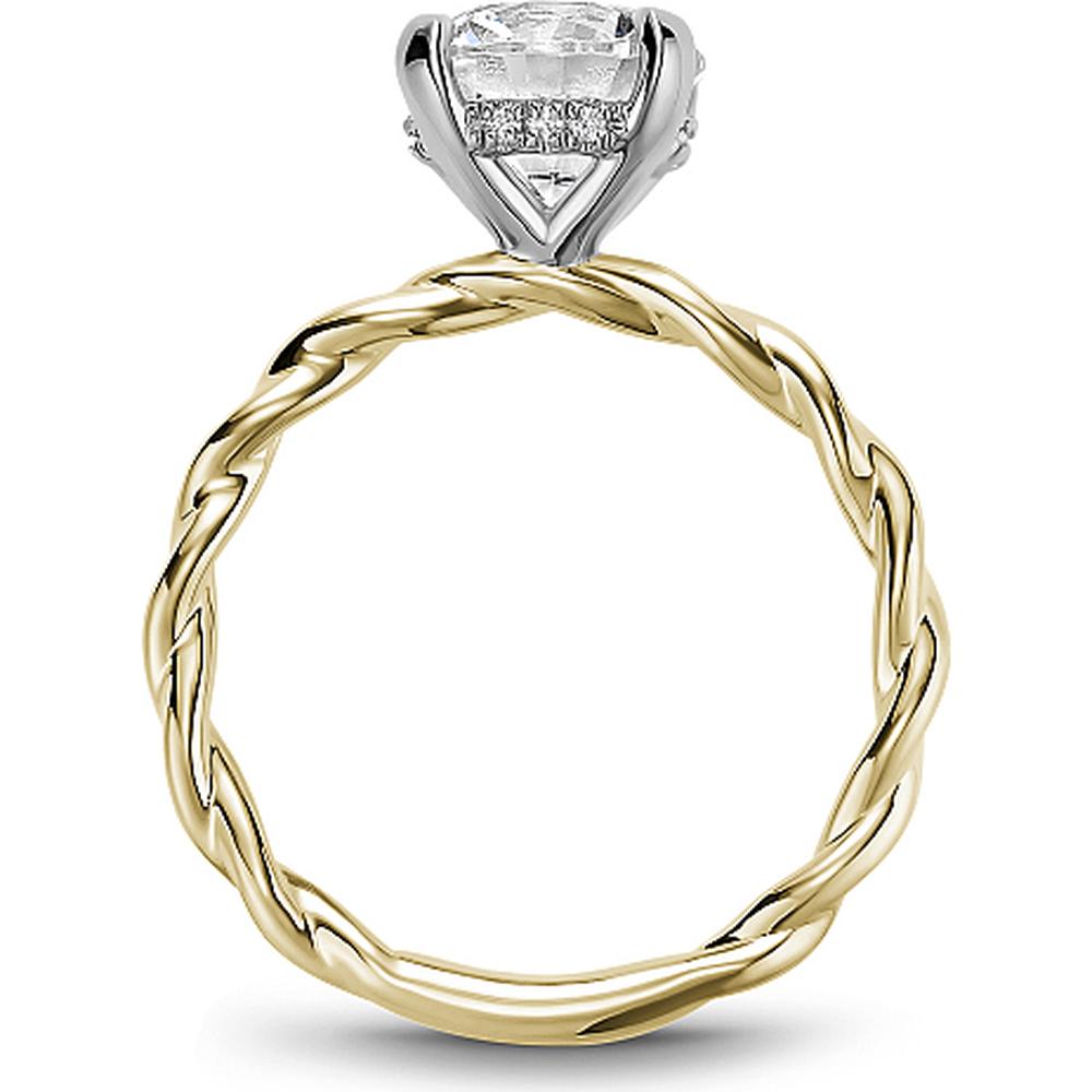 Round Cut Diamond Engagement Ring with Twisted Band in Yellow Gold by Noam Carver<em> - Choose Your Center Diamond: 1 to 5 Carats, Sustainable Lab-Grown or Natural Earth-Mined</em>