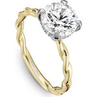 Round Cut Diamond Engagement Ring with Twisted Band in Yellow Gold by Noam Carver<em> - Choose Your Center Diamond: 1 to 5 Carats, Sustainable Lab-Grown or Natural Earth-Mined</em>