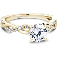 Round Cut Diamond Engagement Ring with Twisted Diamond Band in Yellow Gold by Noam Carver<em> - Choose Your Center Diamond: 1 to 5 Carats, Sustainable Lab-Grown or Natural Earth-Mined</em>