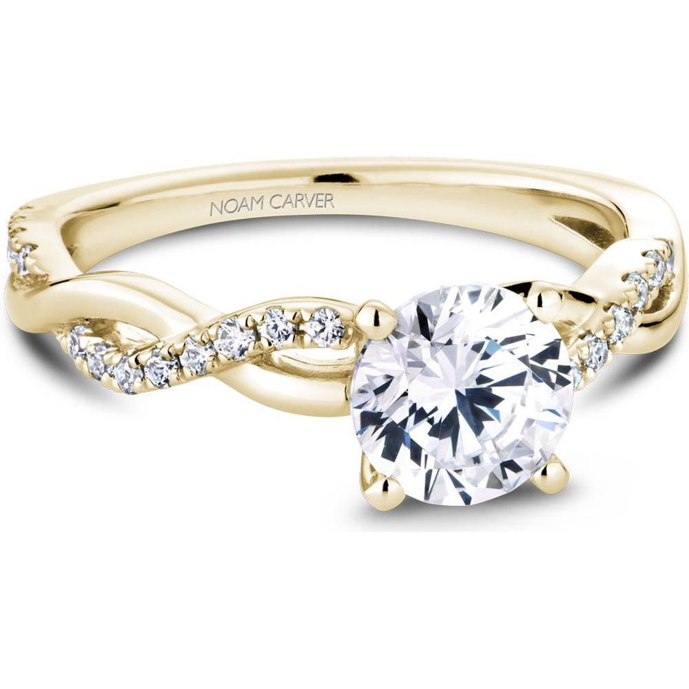 Round Cut Diamond Engagement Ring with Twisted Diamond Band in Yellow Gold by Noam Carver<em> - Choose Your Center Diamond: 1 to 5 Carats, Sustainable Lab-Grown or Natural Earth-Mined</em>