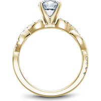 Round Cut Diamond Engagement Ring with Twisted Diamond Band in Yellow Gold by Noam Carver<em> - Choose Your Center Diamond: 1 to 5 Carats, Sustainable Lab-Grown or Natural Earth-Mined</em>