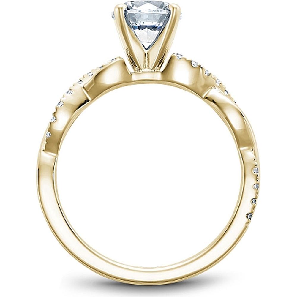 Round Cut Diamond Engagement Ring with Twisted Diamond Band in Yellow Gold by Noam Carver<em> - Choose Your Center Diamond: 1 to 5 Carats, Sustainable Lab-Grown or Natural Earth-Mined</em>
