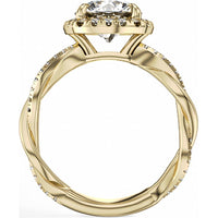 Round Cut Diamond Engagement Ring with Twisted Halo and Split Shank in Yellow Gold by Noam Carver<em> - Choose Your Center Diamond: 1 to 5 Carats, Sustainable Lab-Grown or Natural Earth-Mined</em>