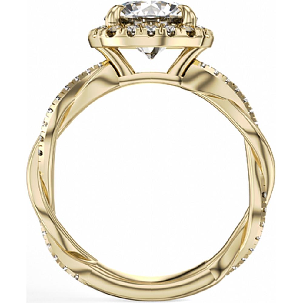Round Cut Diamond Engagement Ring with Twisted Halo and Split Shank in Yellow Gold by Noam Carver<em> - Choose Your Center Diamond: 1 to 5 Carats, Sustainable Lab-Grown or Natural Earth-Mined</em>