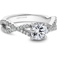 Round Cut Diamond Engagement Ring with Twisted Pavé Band in White Gold by Noam Carver<em> - Choose Your Center Diamond: 1 to 5 Carats, Sustainable Lab-Grown or Natural Earth-Mined</em>