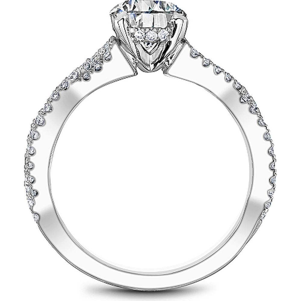 Round Cut Diamond Engagement Ring with Twisted Pavé Band in White Gold by Noam Carver<em> - Choose Your Center Diamond: 1 to 5 Carats, Sustainable Lab-Grown or Natural Earth-Mined</em>