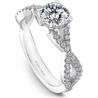 Round Cut Diamond Engagement Ring with Twisted Pavé Band in White Gold by Noam Carver<em> - Choose Your Center Diamond: 1 to 5 Carats, Sustainable Lab-Grown or Natural Earth-Mined</em>